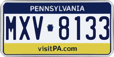 PA license plate MXV8133