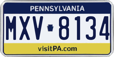 PA license plate MXV8134