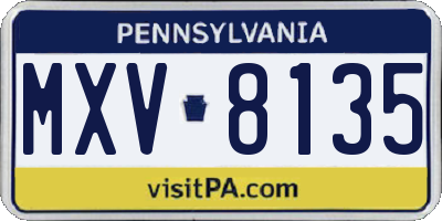 PA license plate MXV8135