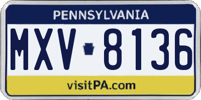 PA license plate MXV8136