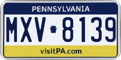 PA license plate MXV8139