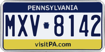 PA license plate MXV8142