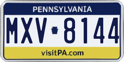 PA license plate MXV8144