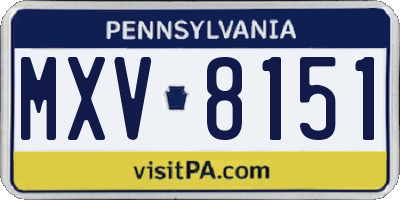 PA license plate MXV8151