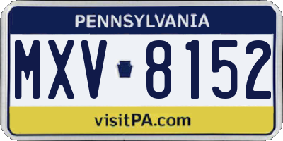 PA license plate MXV8152