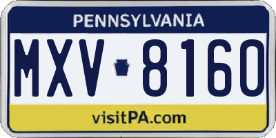 PA license plate MXV8160