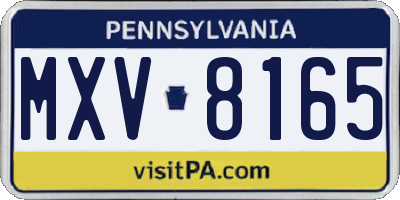 PA license plate MXV8165