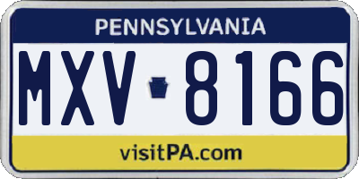 PA license plate MXV8166