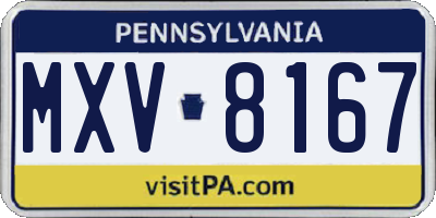 PA license plate MXV8167