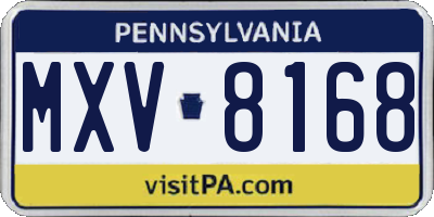 PA license plate MXV8168