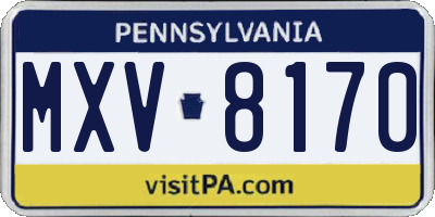 PA license plate MXV8170