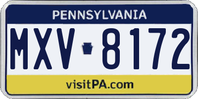 PA license plate MXV8172