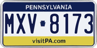 PA license plate MXV8173