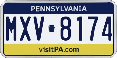 PA license plate MXV8174