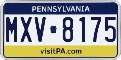 PA license plate MXV8175