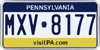PA license plate MXV8177