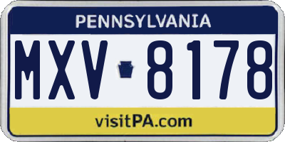 PA license plate MXV8178