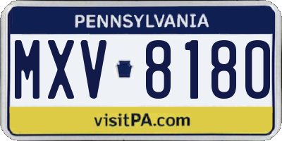 PA license plate MXV8180