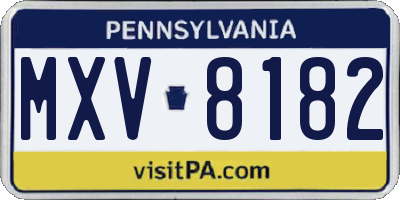 PA license plate MXV8182