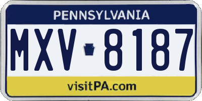 PA license plate MXV8187