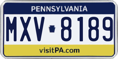 PA license plate MXV8189