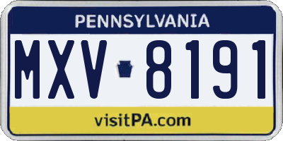 PA license plate MXV8191