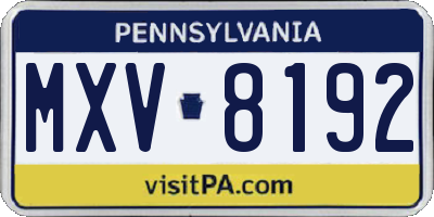 PA license plate MXV8192