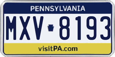 PA license plate MXV8193