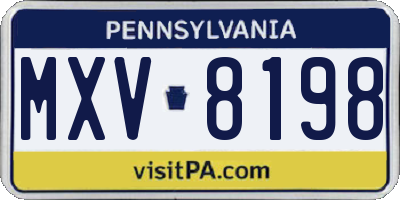 PA license plate MXV8198