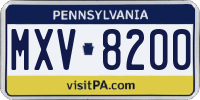 PA license plate MXV8200