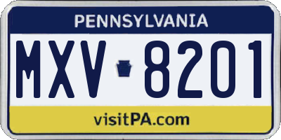 PA license plate MXV8201