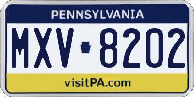 PA license plate MXV8202