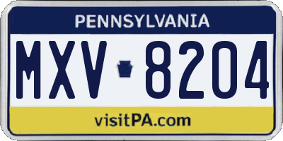 PA license plate MXV8204