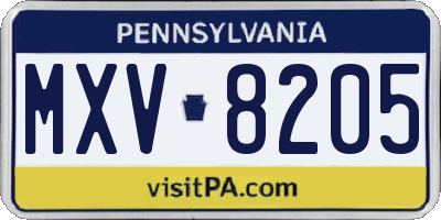 PA license plate MXV8205