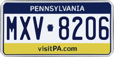 PA license plate MXV8206