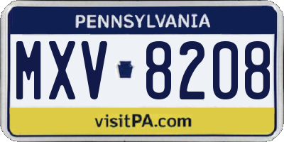 PA license plate MXV8208