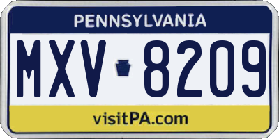 PA license plate MXV8209