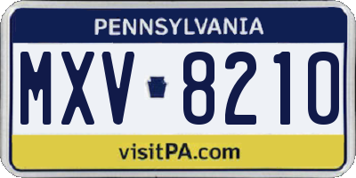 PA license plate MXV8210