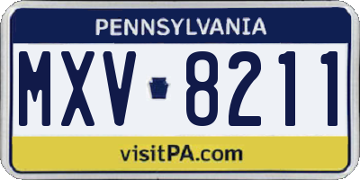 PA license plate MXV8211