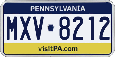 PA license plate MXV8212