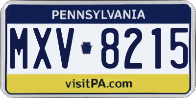 PA license plate MXV8215