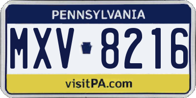 PA license plate MXV8216