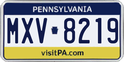 PA license plate MXV8219