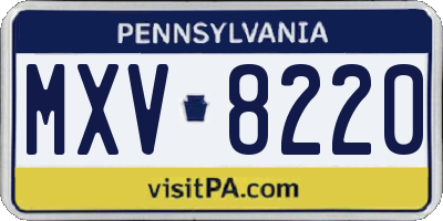 PA license plate MXV8220