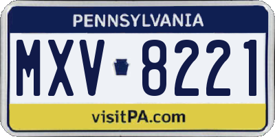 PA license plate MXV8221