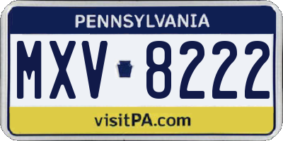 PA license plate MXV8222