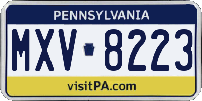 PA license plate MXV8223