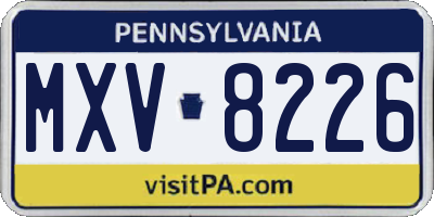 PA license plate MXV8226