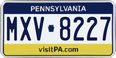 PA license plate MXV8227