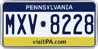 PA license plate MXV8228